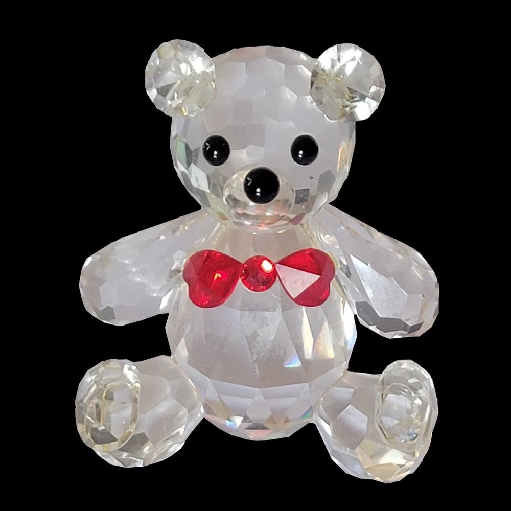 2003 Crystal World Theodore Boy Teddy Bear Heart Bow Tie #998 Figurine Swarovski